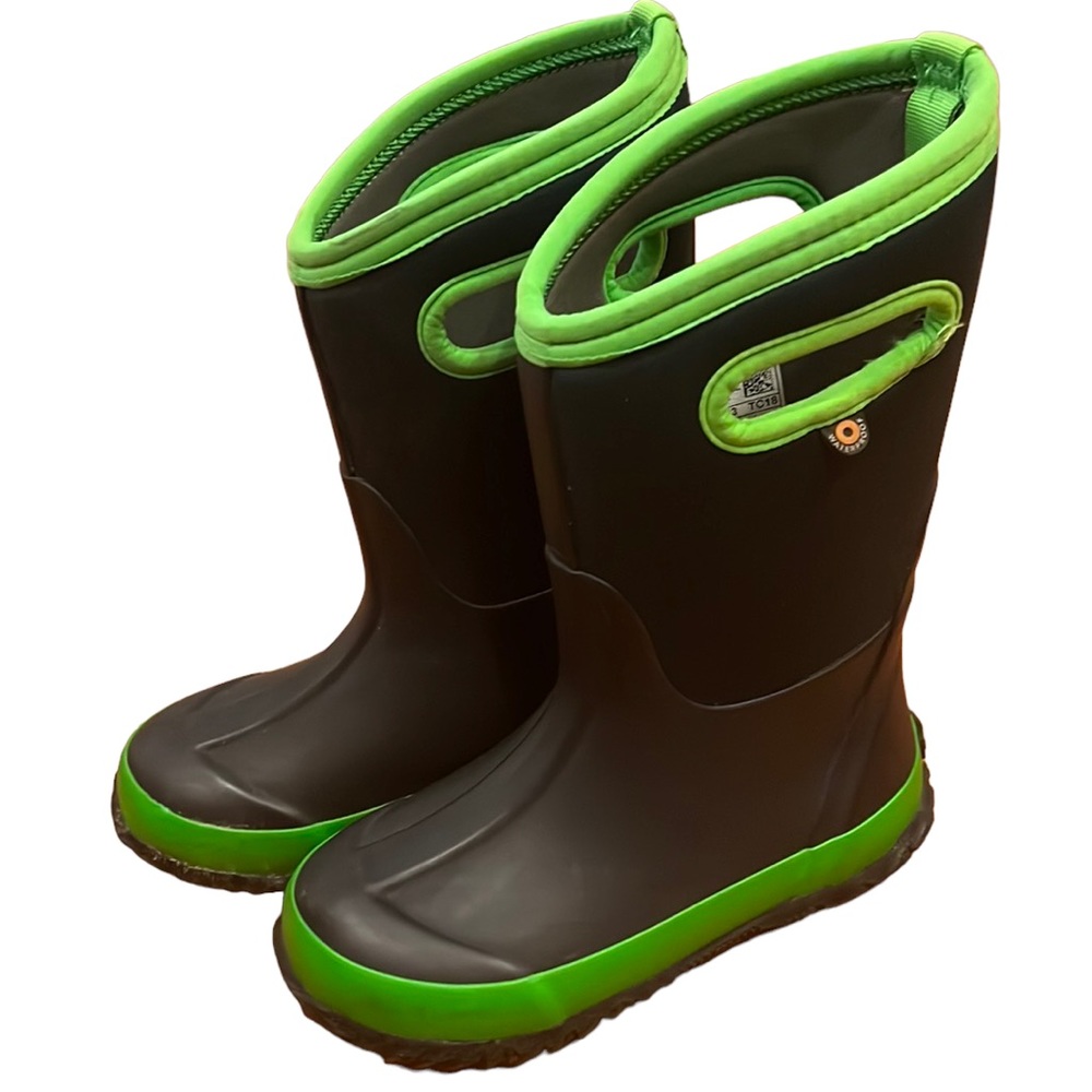 Kids Classic Bogs High Waterproof Insulated Unisex Blue Green Size 13